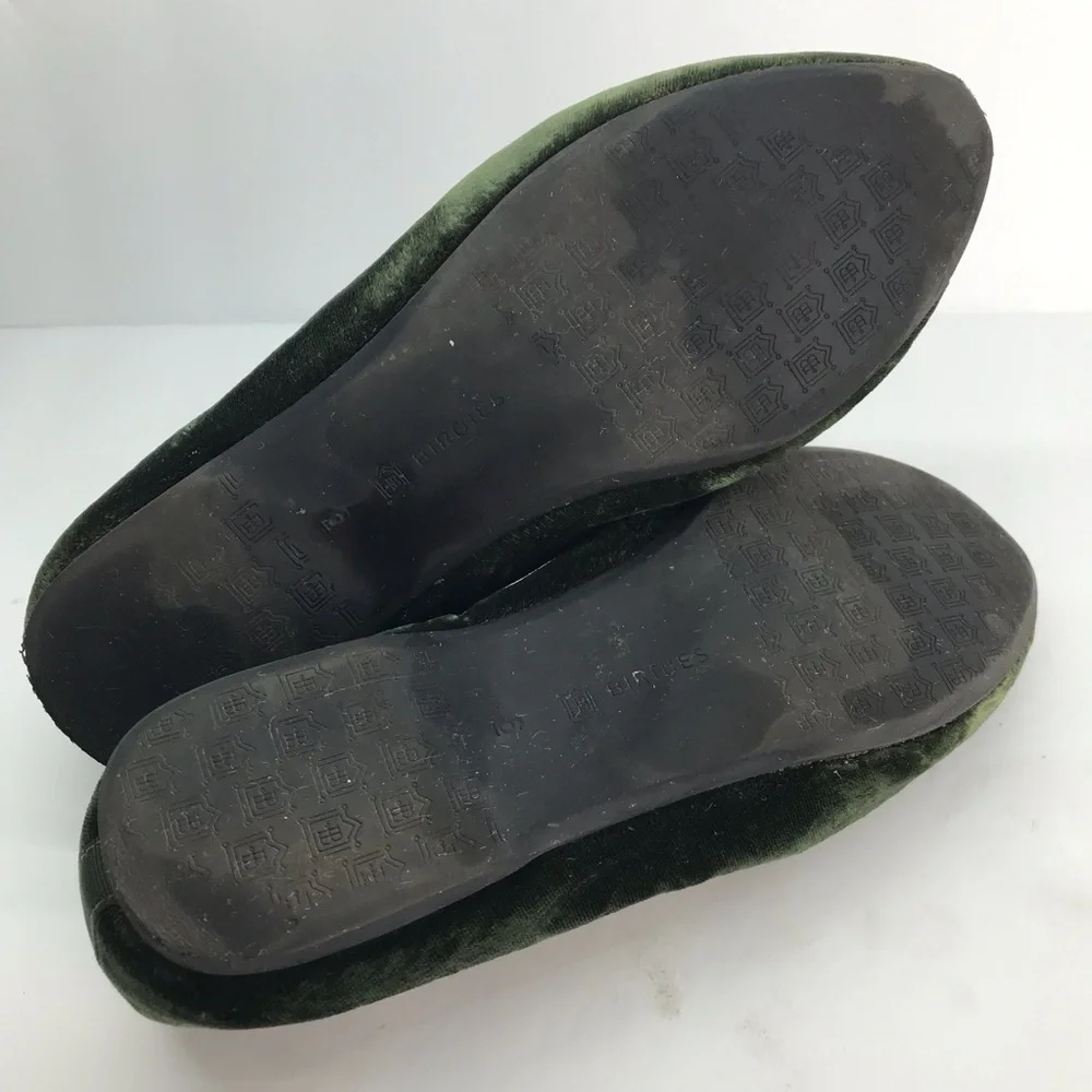Birdies Women's The Heron Green Plush Velvet Loafers Flats Shoes